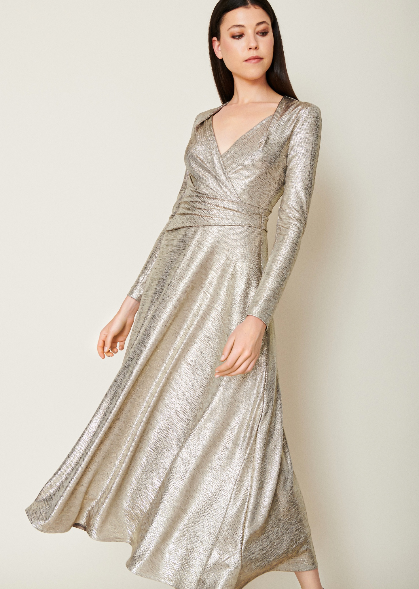 TALBOT RUNHOF Kleid aus brass metallic Stretch 10649021