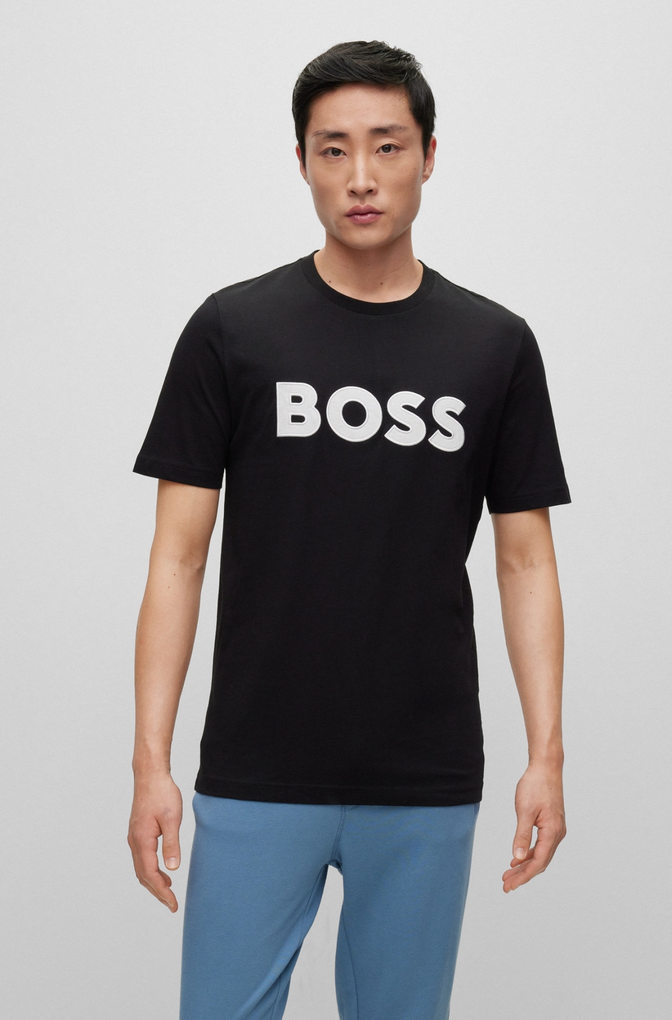 BOSS T-Shirt aus Interlock-Baumwolle mit Monogramm-Logo 10683072